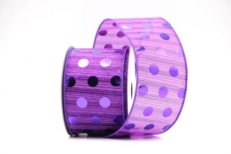 Violet Decorative Metallic Polka Dot Wired Ribbon_KF9119GC-34-34