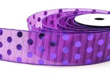 Violet Decorative Metallic Polka Dot Wired Ribbon_KF9119GC-34-34