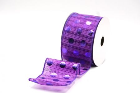 Violet Decorative Metallic Polka Dot Wired Ribbon_KF9119GC-34-34