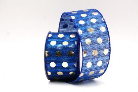 Royal Blue - Silver Decorative Metallic Polka Dot Wired Ribbon_KF9119GC-4-151