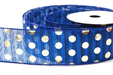 Royal Blue - Silver Decorative Metallic Polka Dot Wired Ribbon_KF9119GC-4-151