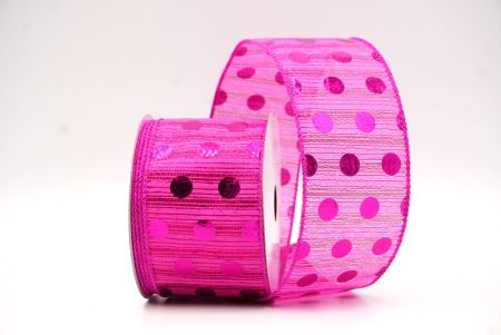 Hot Pink Decorative Metallic Polka Dot Wired Ribbon_KF9119GC-40-40