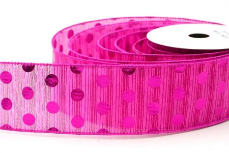 Hot Pink Decorative Metallic Polka Dot Wired Ribbon_KF9119GC-40-40