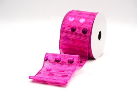 Hot Pink Decorative Metallic Polka Dot Wired Ribbon_KF9119GC-40-40