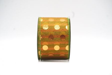 Matcha Green - Orange Decorative Metallic Polka Dot Wired Ribbon_KF9119GC-42-42