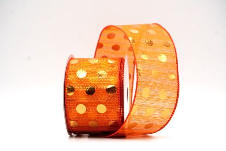 Orange Decorative Metallic Polka Dot Wired Ribbon_KF9119GC-54-220