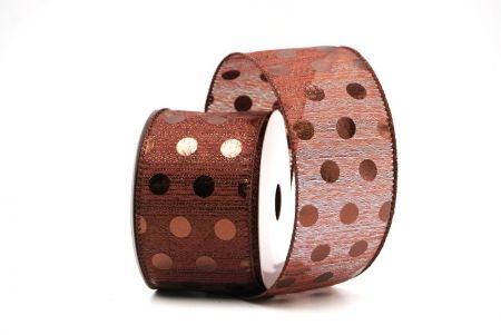 Chocolate Decorative Metallic Polka Dot Wired Ribbon_KF9119GC-58-58