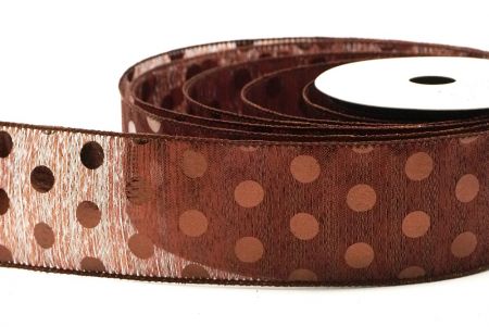 Chocolate Decorative Metallic Polka Dot Wired Ribbon_KF9119GC-58-58