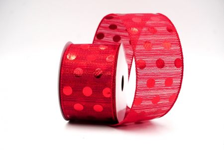 Red Decorative Metallic Polka Dot Wired Ribbon_KF9119GC-7R-7