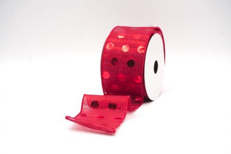 Red Decorative Metallic Polka Dot Wired Ribbon_KF9119GC-7R-7