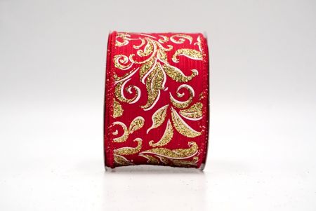 Rood_Glittery Kerstblad Spiraal Draadlint_KF9146GC-7-7