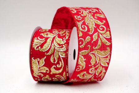 Rood_Glittery Kerstblad Spiraal Draadlint_KF9146GC-7-7