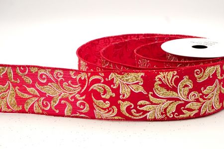 Rood_Glittery Kerstblad Spiraal Draadlint_KF9146GC-7-7