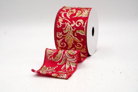 Rood_Glittery Kerstblad Spiraal Draadlint_KF9146GC-7-7