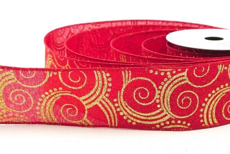 Rood - Gouden Elegante Spiraalpatroon Draadlint_KF9155GC-7-7