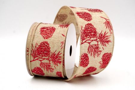 Khaki_Glitterende Feestden Wired Ribbon_KF9156GC-13-183