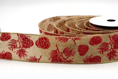 Khaki_Glitterende Feestden Wired Ribbon_KF9156GC-13-183