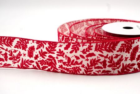 Wit/Rood_Velvet Rowan Bladeren Draadlint_KF9160GC-1-7