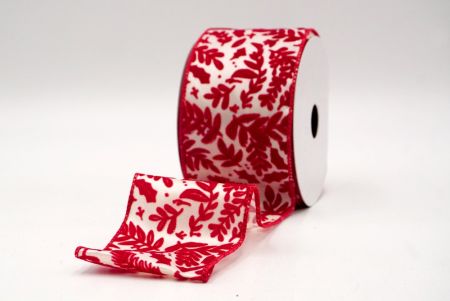 Wit/Rood_Velvet Rowan Bladeren Draadlint_KF9160GC-1-7