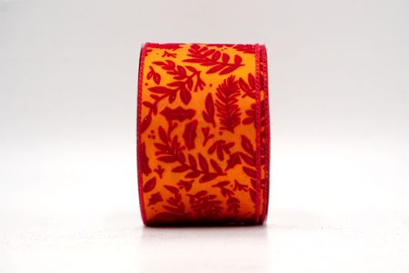 Oranje/Rood_Velvet Rowan Bladeren Draadlint_KF9160GC-42-7