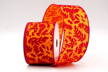 Oranje/Rood_Velvet Rowan Bladeren Draadlint_KF9160GC-42-7