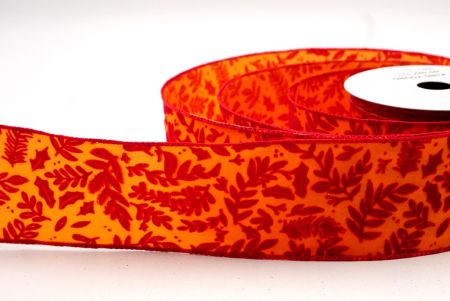 Oranje/Rood_Velvet Rowan Bladeren Draadlint_KF9160GC-42-7