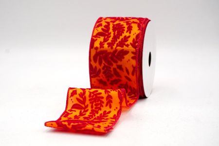 Oranje/Rood_Velvet Rowan Bladeren Draadlint_KF9160GC-42-7