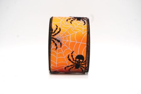 Orange Halloween Spider and Webs Wired Ribbon_KF9166GC-42-53