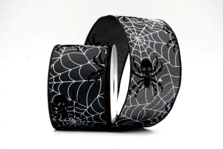 Black Halloween Spider and Webs Wired Ribbon_KF9166GC-53-53