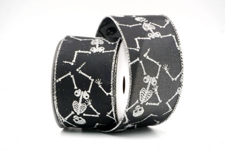 Czarna_Halloween Glitter Skeleton Wired Ribbon_KF9170G-53