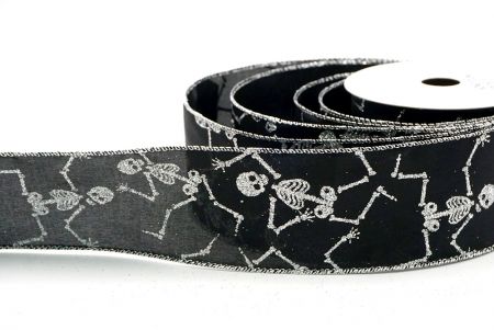 Czarna_Halloween Glitter Skeleton Wired Ribbon_KF9170G-53