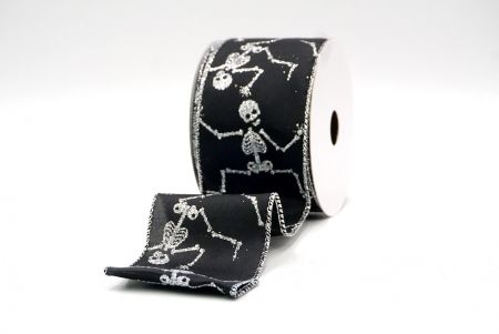 Czarna_Halloween Glitter Skeleton Wired Ribbon_KF9170G-53