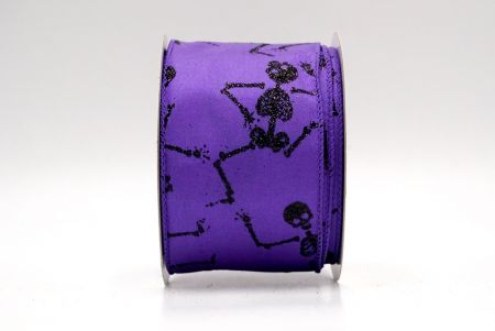 Fioletowa_Halloween Glitter Skeleton Wired Ribbon_KF9170GC-34-34