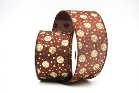 Ruban Fil Wired à Pois en Paillettes Marron_KF9173GC-58-58