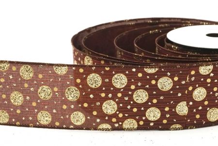 Ruban Fil Wired à Pois en Paillettes Marron_KF9173GC-58-58