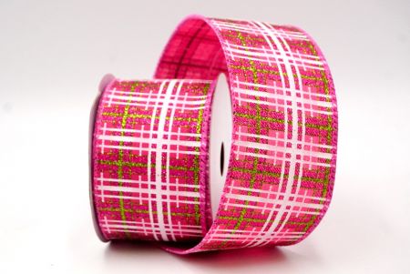 Felle Roze_Kerst Plaid Glitter Draadlint_KF9228GC-40-218