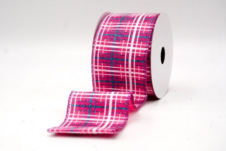 Felle Roze_Kerst Plaid Glitter Draadlint_KF9228GF-40F