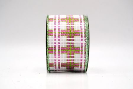 Witte/Felle Roze_Kerst Plaid Glitter Draadlint_KF9228GI-1F