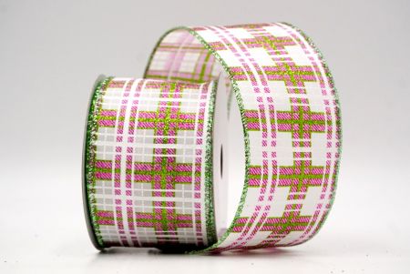 Witte/Felle Roze_Kerst Plaid Glitter Draadlint_KF9228GI-1F