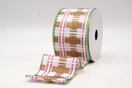 Witte/Felle Roze_Kerst Plaid Glitter Draadlint_KF9228GI-1F