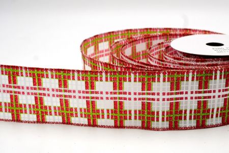 Witte/Rode_Kerst Plaid Glitter Draadlint_KF9228GR-1R