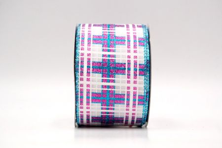 Witte/Roze/Blauwe_Kerst Plaid Glitter Draadlint_KF9228GT-1T