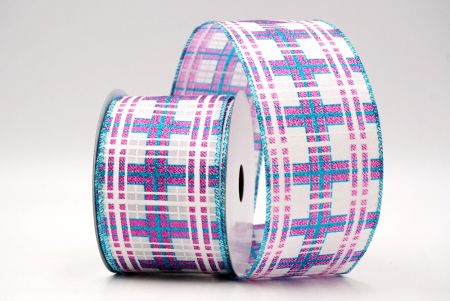 Witte/Roze/Blauwe_Kerst Plaid Glitter Draadlint_KF9228GT-1T