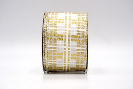 Witte/Gouden_Kerst Plaid Glitter Draadlint_KF9228GV-1