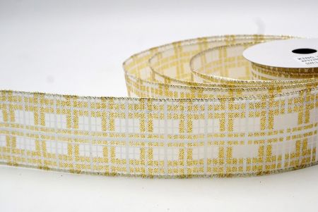 Witte/Gouden_Kerst Plaid Glitter Draadlint_KF9228GV-1