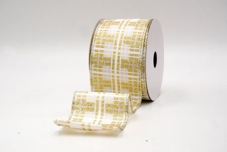 Witte/Gouden_Kerst Plaid Glitter Draadlint_KF9228GV-1