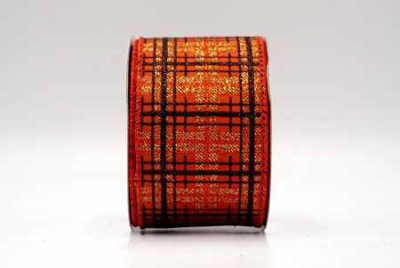 Oranje_Kerst Plaid Glitter Draadlint_KF9229GC-42-220