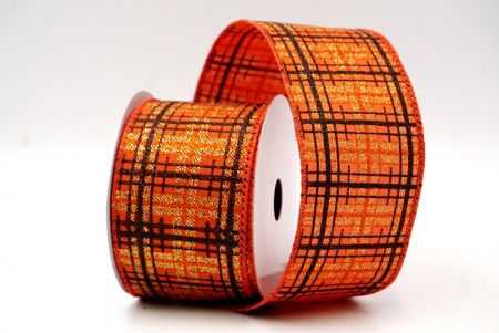 Oranje_Kerst Plaid Glitter Draadlint_KF9229GC-42-220