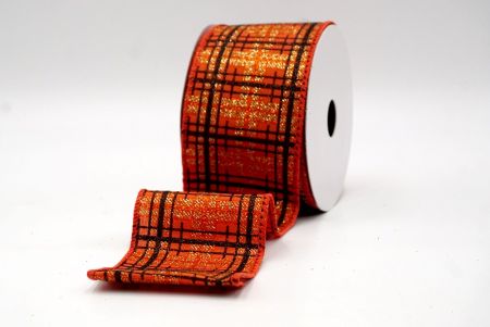 Oranje_Kerst Plaid Glitter Draadlint_KF9229GC-42-220