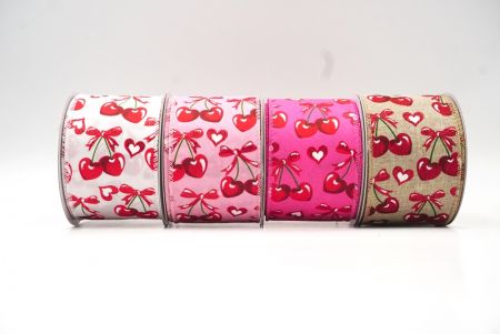 Cherry Hearts Design Wired Ribbon